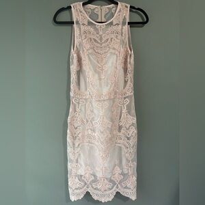 Divided by HM, size 8, light pink sheer mini body con dress with slip, zipper